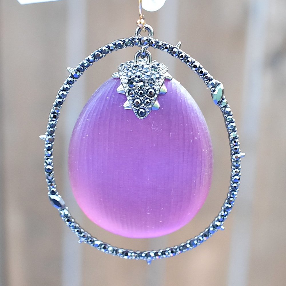 Alexis Bittar | Purple Earrings in Spiked Hoops - Picture 3 of 5